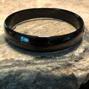 Vintage Black Glass Bangle Bracelet